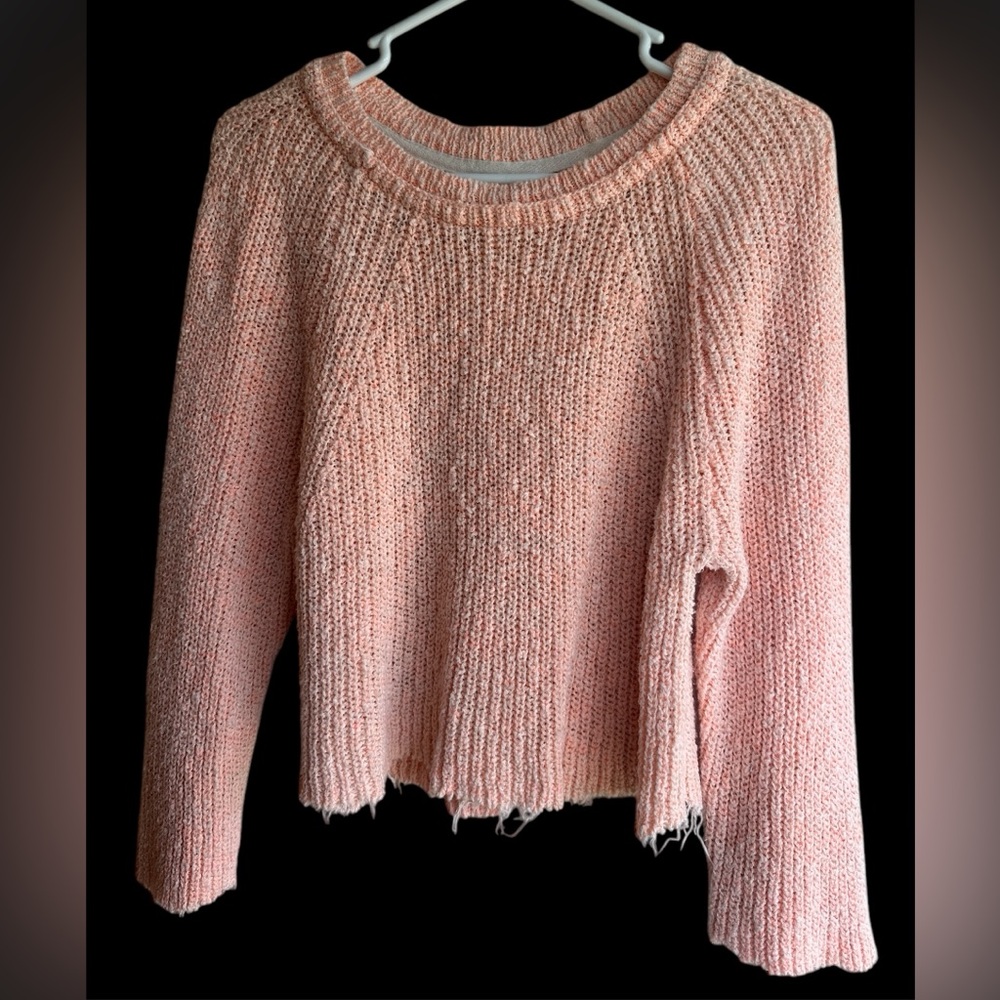 Free People Peachy Orange Pull Over Knit Sweater